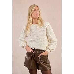 NEW MOLLY BRACKEN ruffled waffle top in white